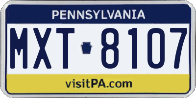 PA license plate MXT8107