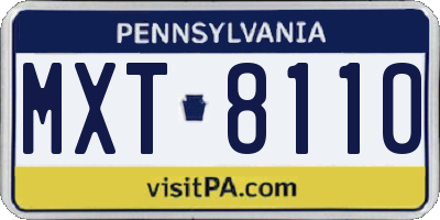 PA license plate MXT8110