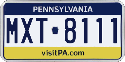 PA license plate MXT8111
