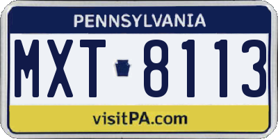 PA license plate MXT8113