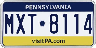 PA license plate MXT8114