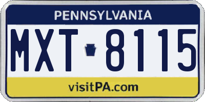 PA license plate MXT8115