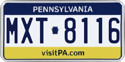 PA license plate MXT8116
