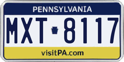 PA license plate MXT8117