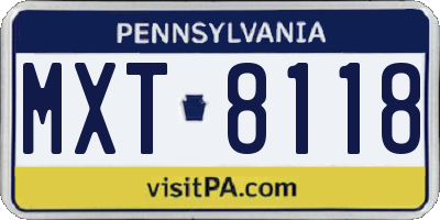 PA license plate MXT8118
