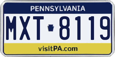 PA license plate MXT8119