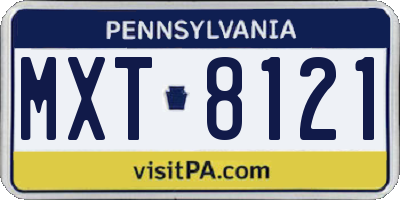 PA license plate MXT8121