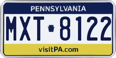 PA license plate MXT8122