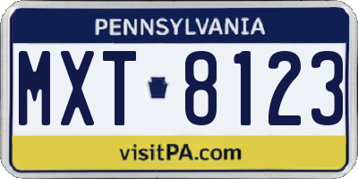 PA license plate MXT8123