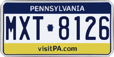 PA license plate MXT8126