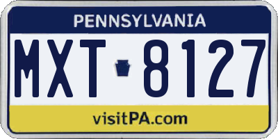 PA license plate MXT8127