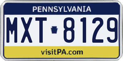 PA license plate MXT8129