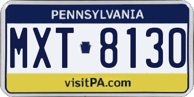 PA license plate MXT8130
