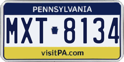PA license plate MXT8134