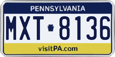 PA license plate MXT8136