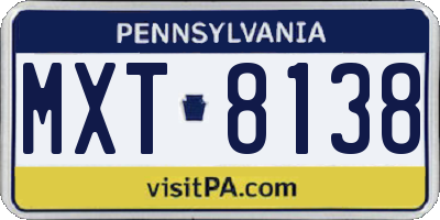 PA license plate MXT8138