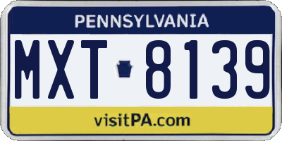 PA license plate MXT8139