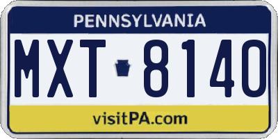 PA license plate MXT8140