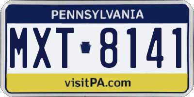PA license plate MXT8141