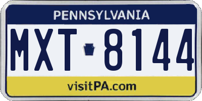 PA license plate MXT8144