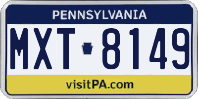 PA license plate MXT8149
