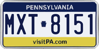 PA license plate MXT8151