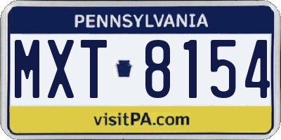 PA license plate MXT8154