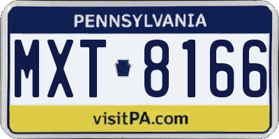 PA license plate MXT8166
