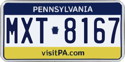 PA license plate MXT8167