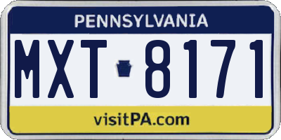 PA license plate MXT8171