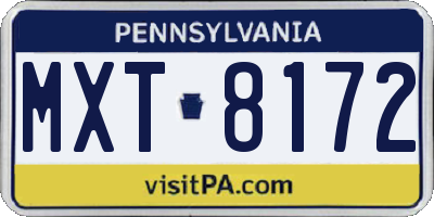 PA license plate MXT8172