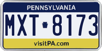 PA license plate MXT8173