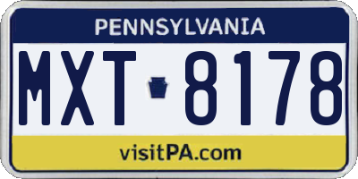 PA license plate MXT8178