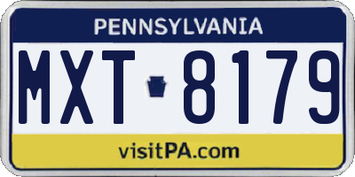 PA license plate MXT8179