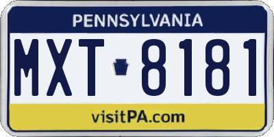 PA license plate MXT8181