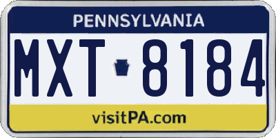 PA license plate MXT8184