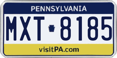 PA license plate MXT8185