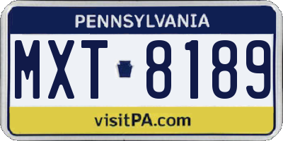 PA license plate MXT8189