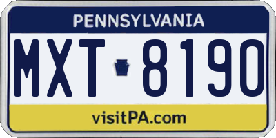 PA license plate MXT8190