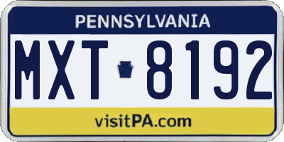 PA license plate MXT8192