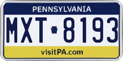 PA license plate MXT8193