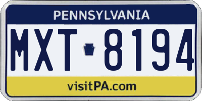 PA license plate MXT8194