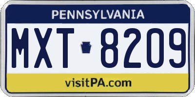 PA license plate MXT8209
