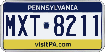 PA license plate MXT8211