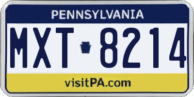 PA license plate MXT8214
