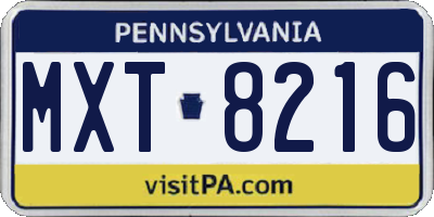PA license plate MXT8216