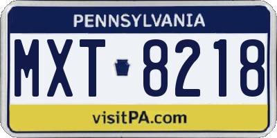 PA license plate MXT8218