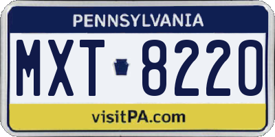 PA license plate MXT8220