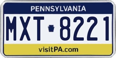 PA license plate MXT8221