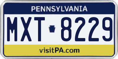 PA license plate MXT8229